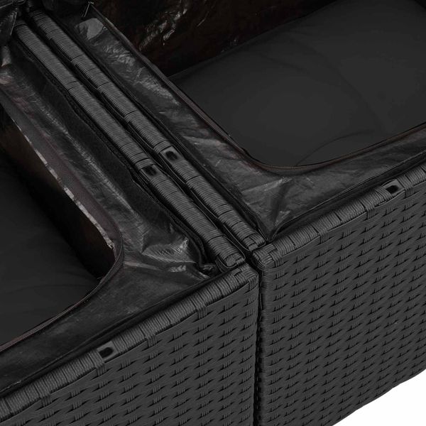Градински Софа Комплект 8 pcs Черно Полипропилен Ратан