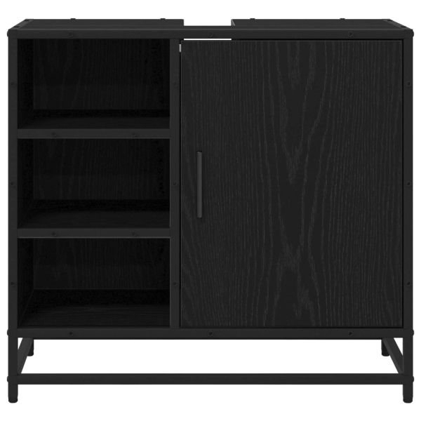 Шкаф за баня с рафт Черния дъб 65 x 33 x 60 см Инженерно дърво