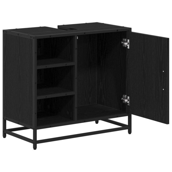 Шкаф за баня с рафт Черния дъб 65 x 33 x 60 см Инженерно дърво
