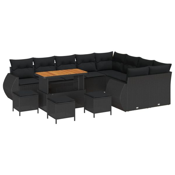 Градински Софа Комплект 13 pcs Черно Полипропилен Ратан