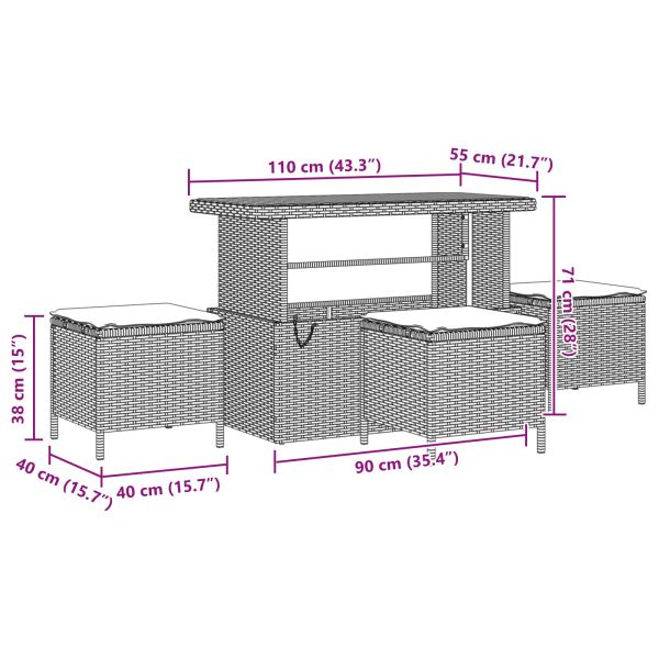 Градински Софа Комплект 10 pcs Черно полиратан