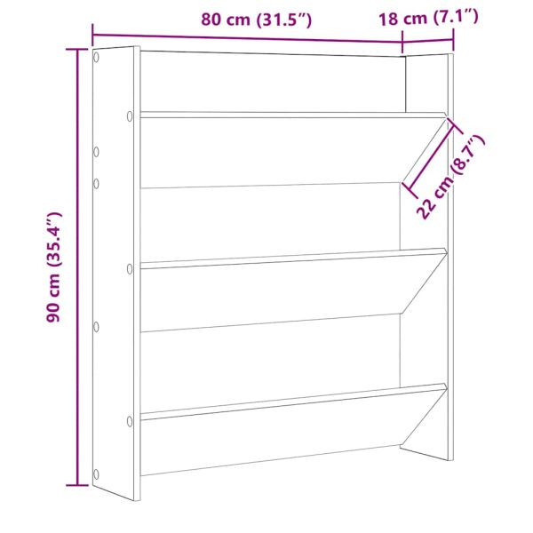 Стенен шкаф за обувки, черен, 80x18x90 см, инженерно дърво