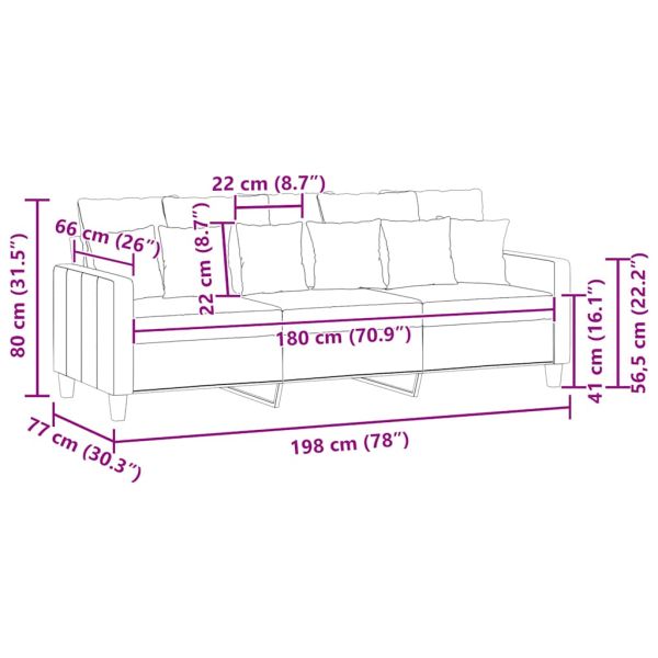 3-местен диван, Кафяв, 180 см, плат