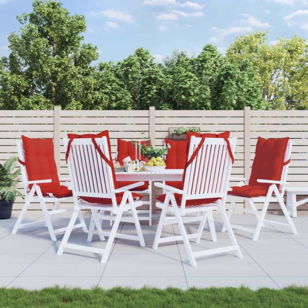 Възглавници за столове с облегалка 6 бр червени Оксфорд плат