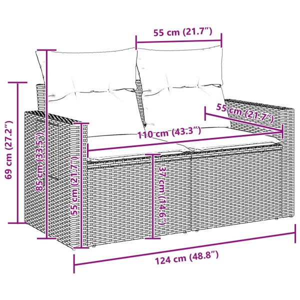 Градински Софа Комплект 14 pcs Черно полиратан