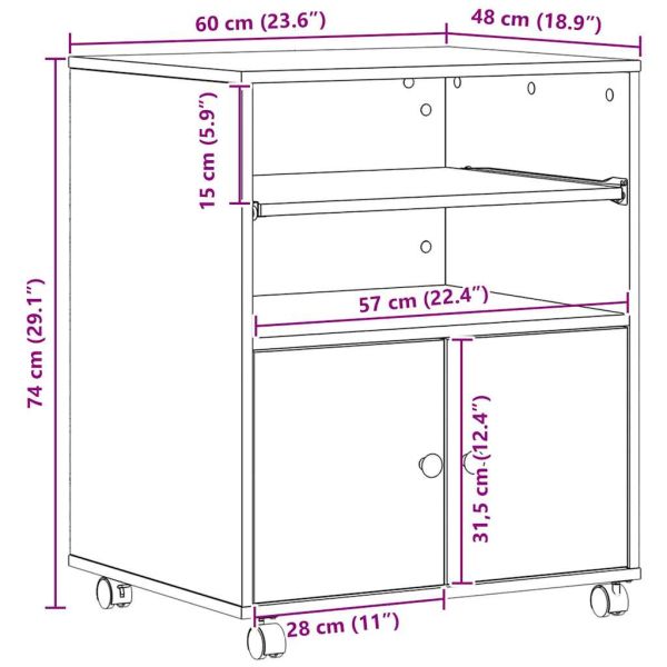 Стойка за принтер Старо дърво 60 x 48 x 74 см