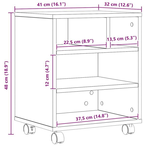 Стойка за принтер Черен дъб 41 x 32 x 48 см Инженерна дървесина