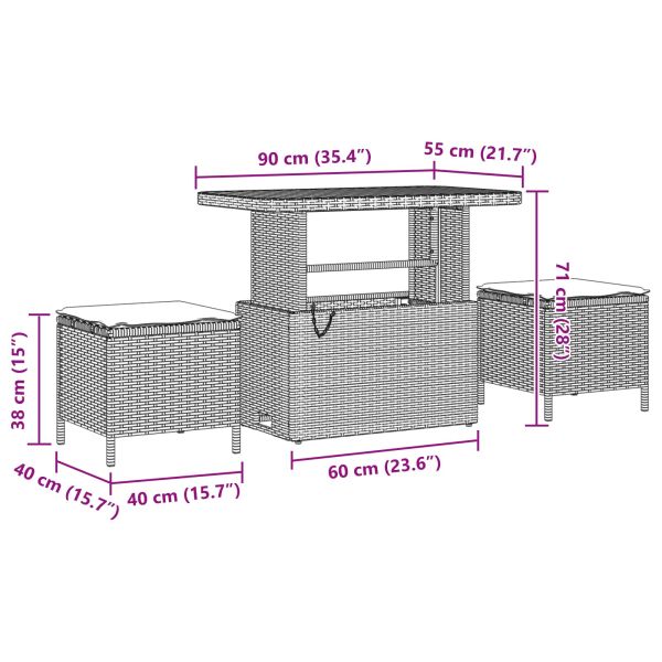 Градински Софа Комплект с възглавница 13 pcs Черно полиратан
