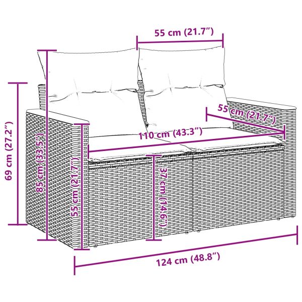 Градински Софа Комплект 14 pcs Черно полиратан