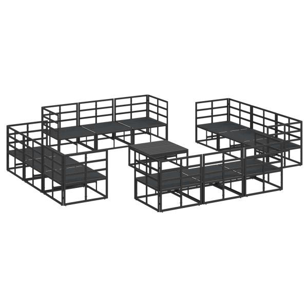 Градински Софа Комплект 13 pcs Черно Метал