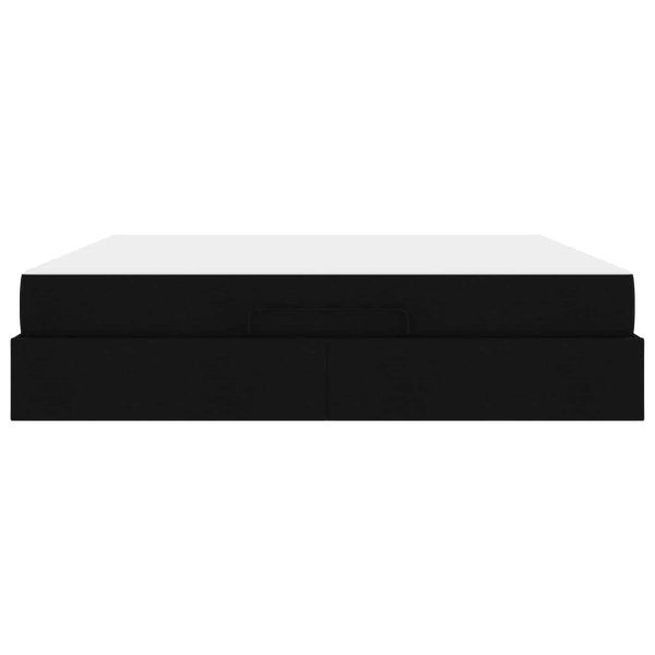 Рамка за легло с матрак 2 pcs Черно текстил