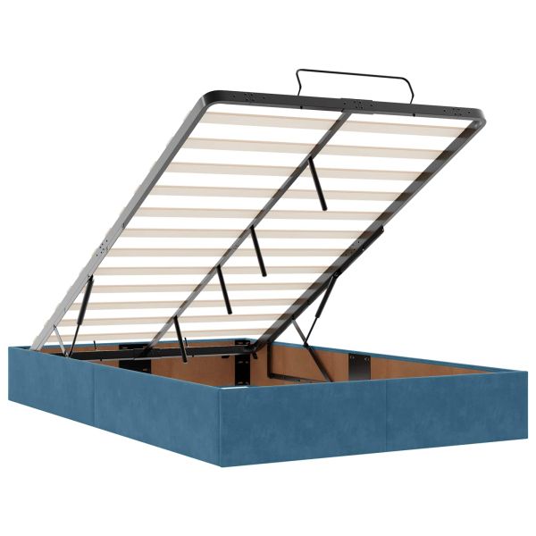 Рамка за легло с матрак с матрак 2 pcs Синьо Кадифе