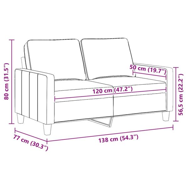 2-местен диван, кремав, 120 см, текстил