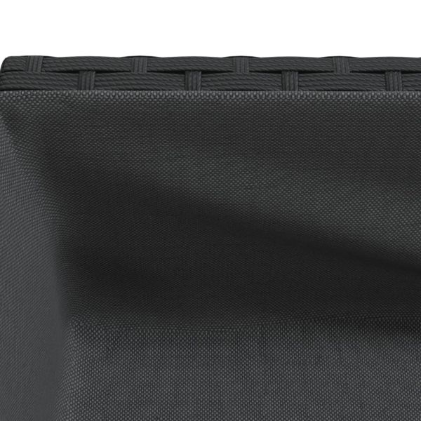 Градински плантер с рафт, черен, полиратан