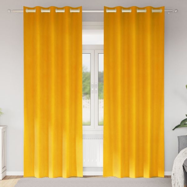 Затъмняващи завеси 2 pcs Горчично жълто 140 x 225 cm Кадифе