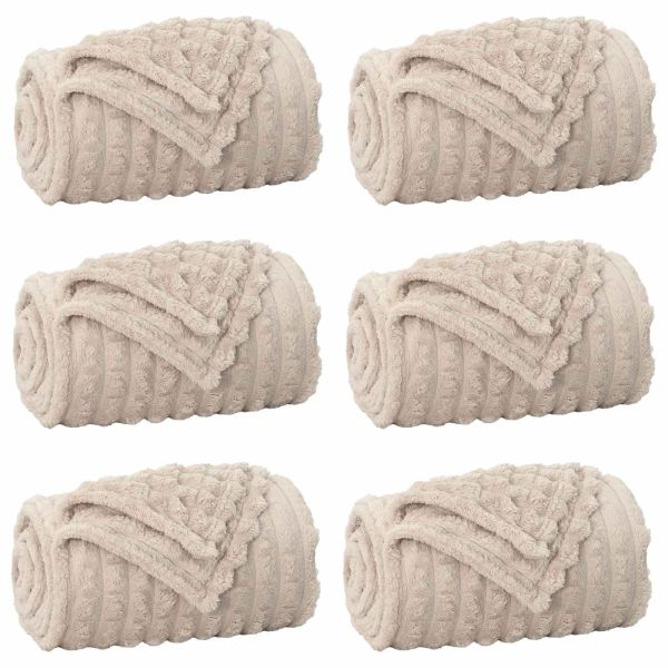 Одеала за хвърляне 6 pcs Бежово 200 x 150 cm Мека вълна
