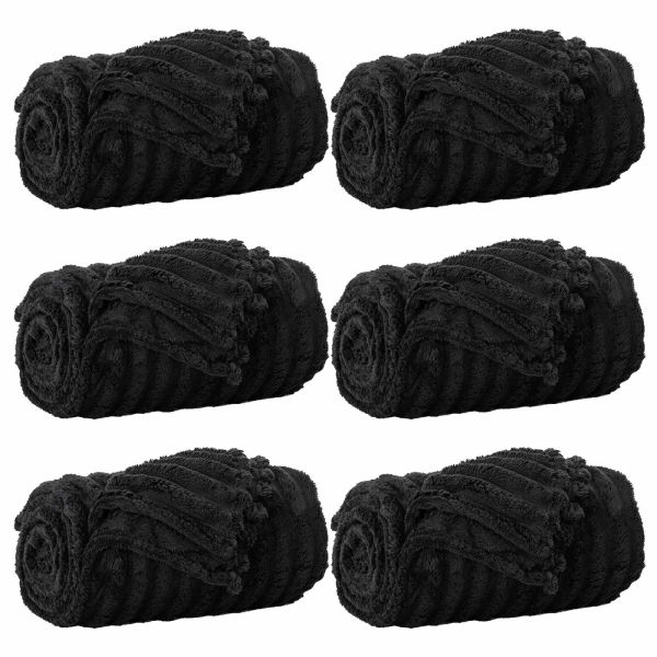 Одеала за хвърляне 6 pcs Черно 150 x 130 см Мека вълна