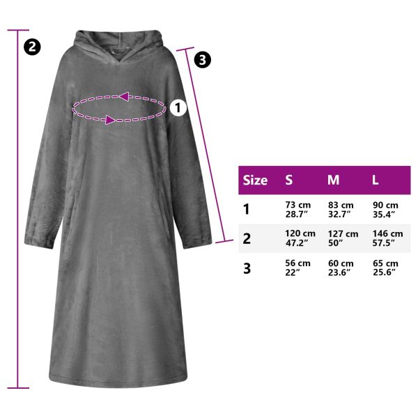 Одеяло с качулка Тъмен сив s Фланела