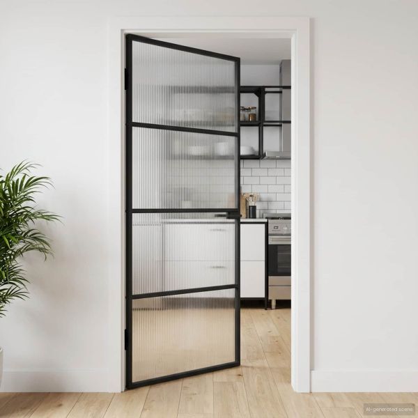 Врата за дом 102 x 201,5 x 3,5 см Алуминий и закалено стъкло