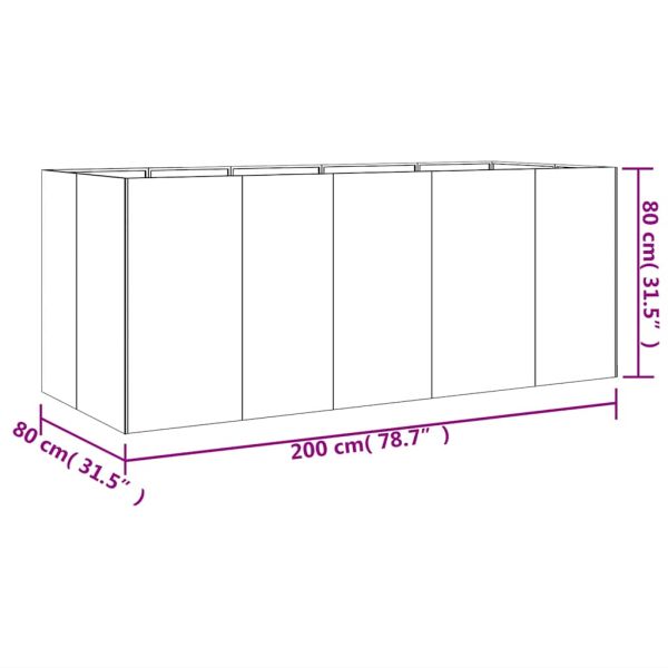Градинска повдигната леха 200x80x80 см кортенова стомана