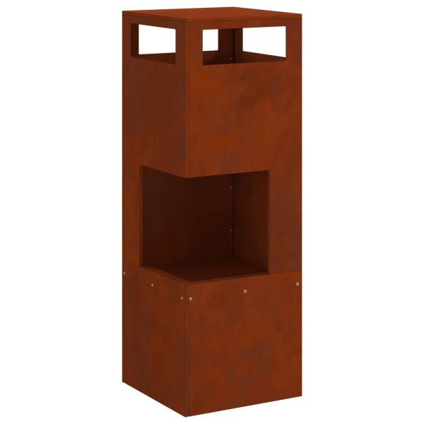 Котел за огън Кафяво 35 x 35 x 100 см Патинираща стомана