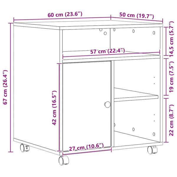 Стойка за принтер Старо дърво 60 x 50 x 67 см