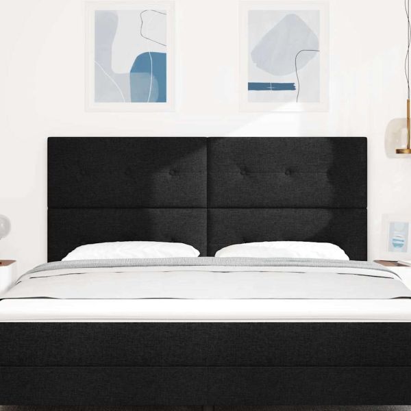 Табла за легло с регулируема височина Черно 180 cm текстил