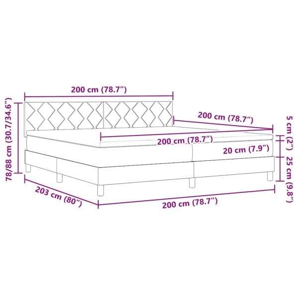 Легло с пружинирана основа Светлосиво 200 x 200 cm текстил