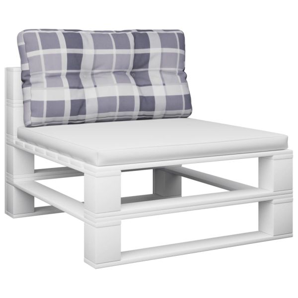 Палетна възглавница, сиво каре, 80x40x12 см, текстил