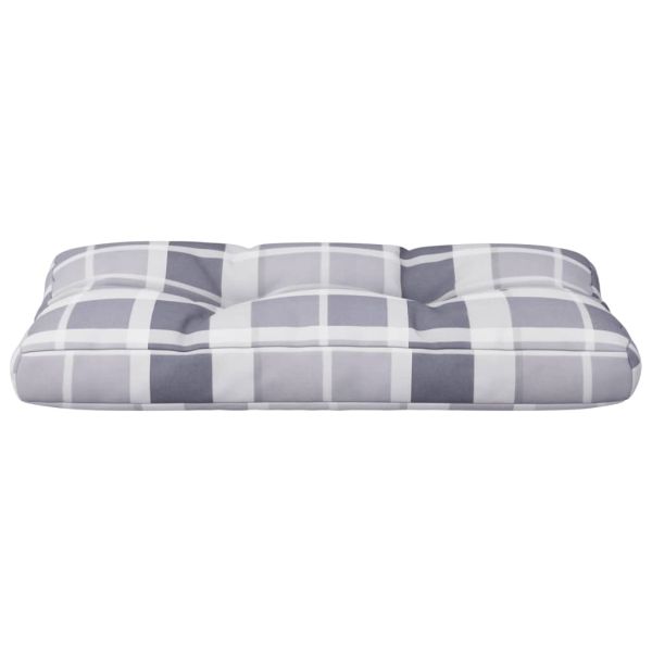 Палетна възглавница, сиво каре, 80x40x12 см, текстил