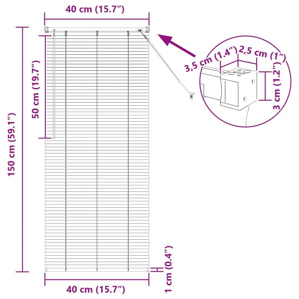 Венецианска щора Бял 150 x 40 см 25 mm ПВЦ