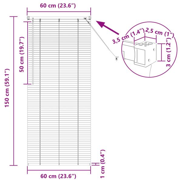 Венецианска щора Бял 150 x 60 см 25 mm ПВЦ