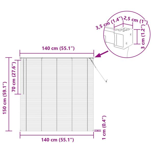 Венецианска щора Тъмно кафяво с шарка 150 x 140 см ПВЦ