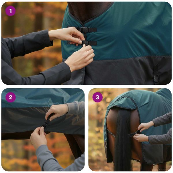 Конско одеяло Тъмен зелен и черен 95 cm Полиестер