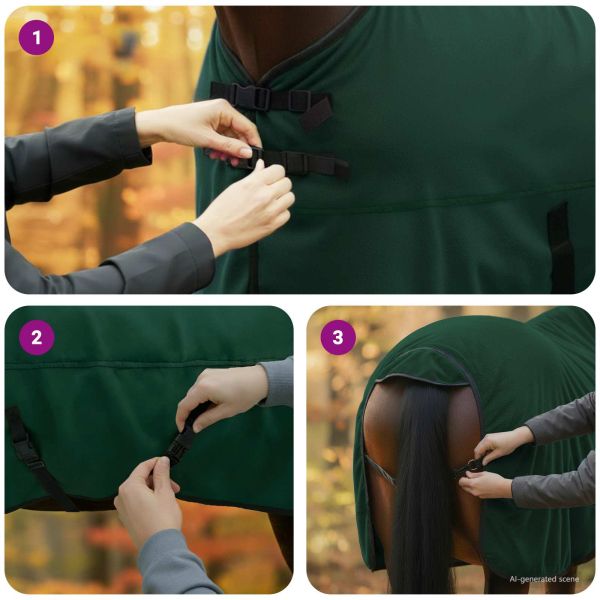 Конско одеяло Пълно тъмно зелено Полиестер