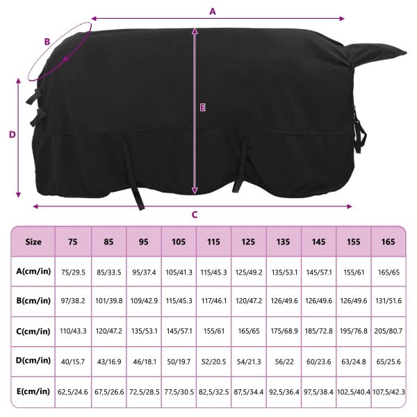 Конско одеяло Черно Полиестер