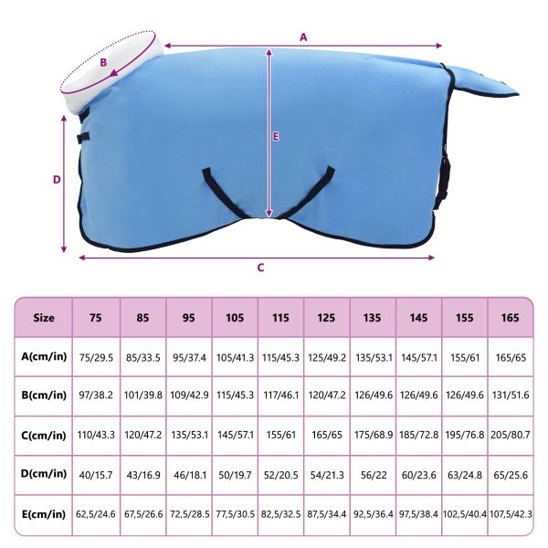 Конско одеяло Пълно аквамариново 85 cm Полар флийс