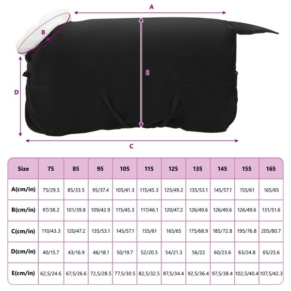 Конско одеяло Черно 135 cm Полар флийс