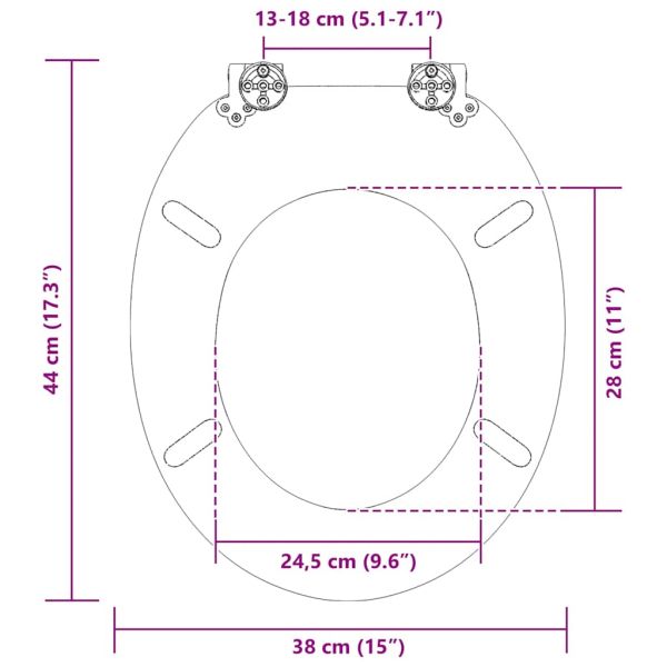 Мека затваряща се тоалетна седалка Синя и бяла порцеланова ПДЧ