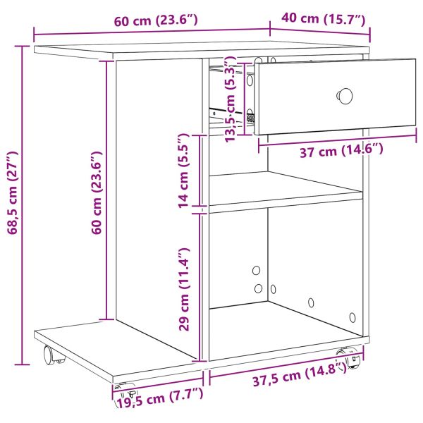 Стойка за принтер Старо дърво 60 x 40 x 68.5 см Инженерно дърво