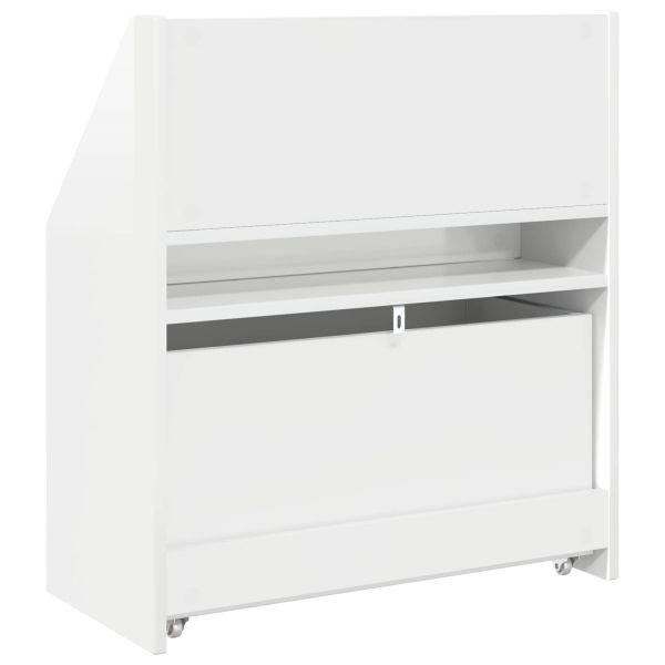 Детска рафт за книги с чекмедже Лъскаво бяло 60 x 29,5 x 69 см