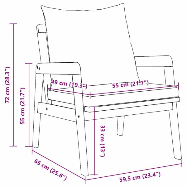 Градински стол 2 pcs Натурален маслен Солидно акациево дърво