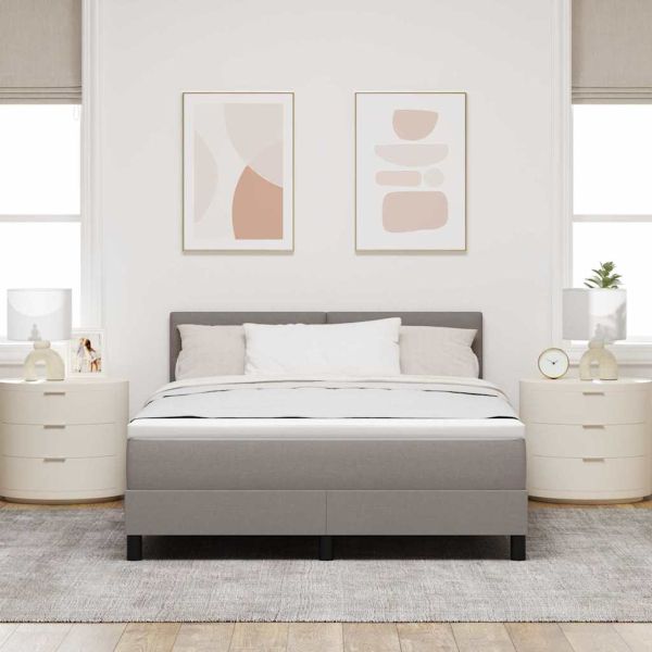 Легло с пружинирана основа с матрак Таупе 140 x 190 cm текстил