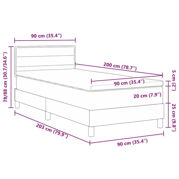 Легло с пружинирана основа с матрак Таупе 90 x 200 cm текстил
