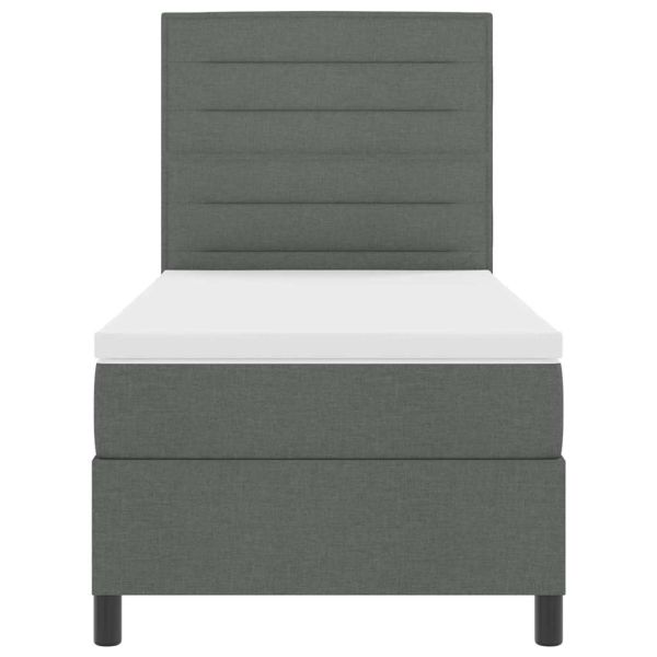 Легло с пружинирана основа с LED Тъмносив 100 x 200 cm текстил