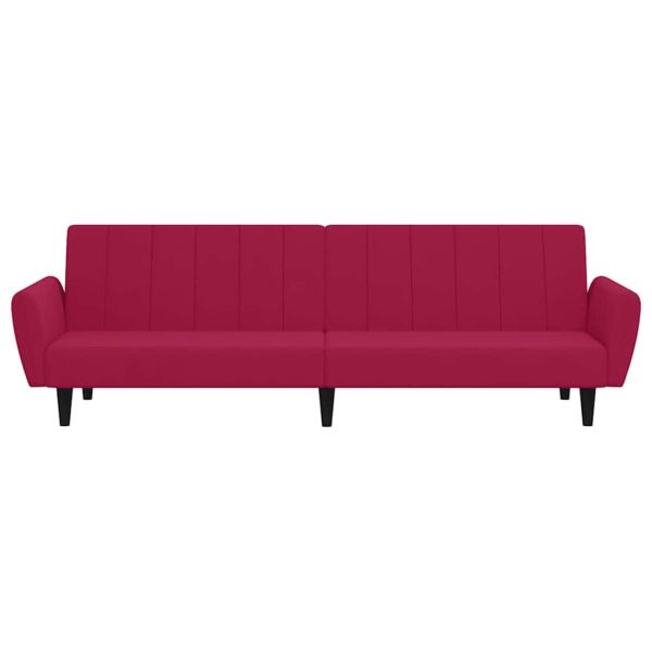 2-местно разтегателно канапе, виненочервено, кадифе