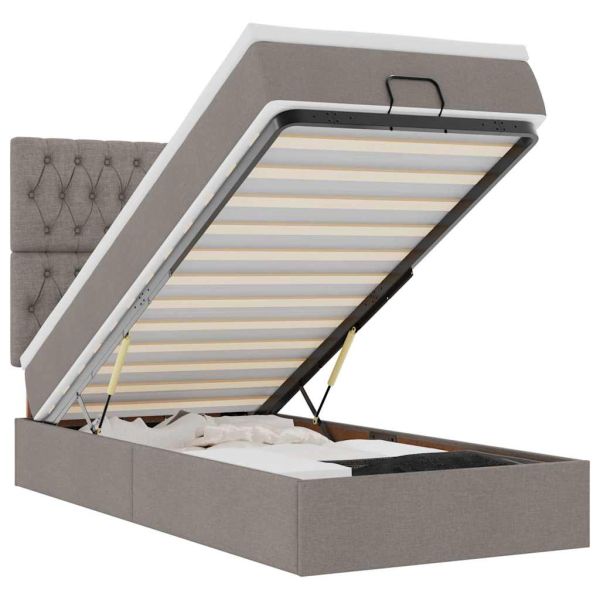 Османска легло с матрак и LED, таупе, 80x200 см, плат