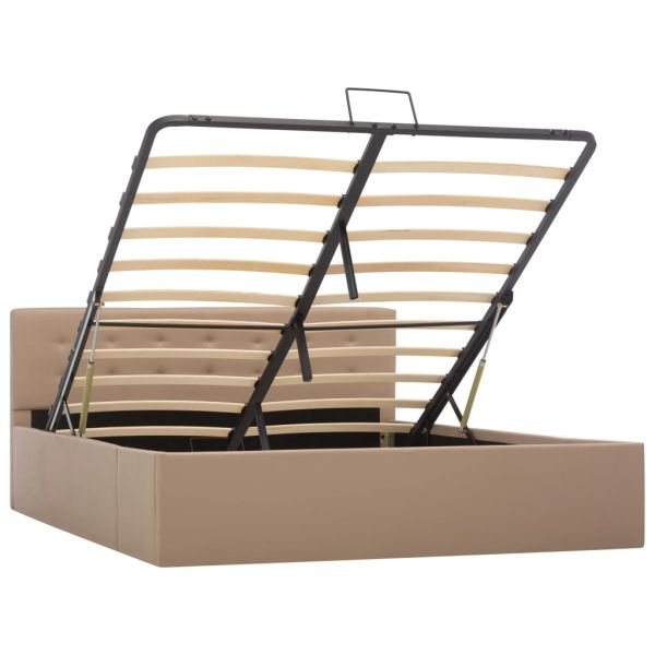 Легло с повдигащ механизъм капучино изкуствена кожа 140x200 cм