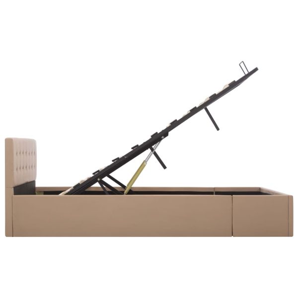 Легло с повдигащ механизъм капучино изкуствена кожа 140x200 cм