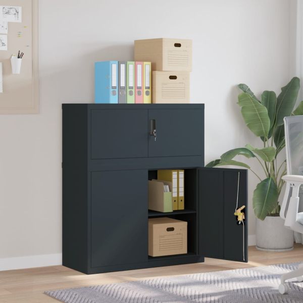 Шкаф за папки антрацит 90x40x110 см стомана